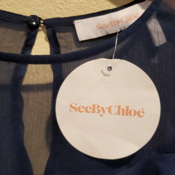 See by Chloe Tie Front Georgette blouse NWT - Picture 3 of 5